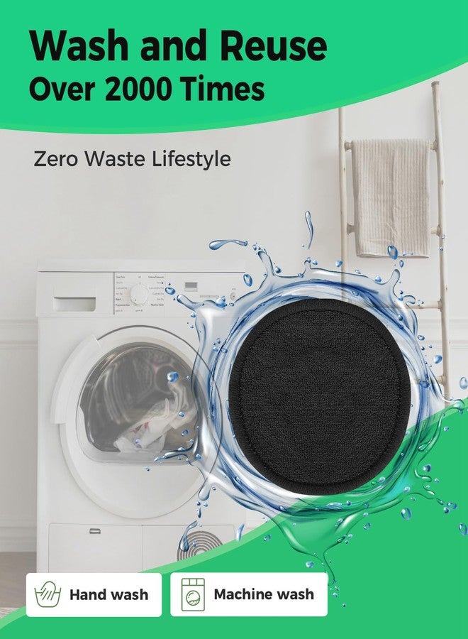 ProCIV Reusable Makeup Remover Pads - 25 Pack Washable Organic Cotton Rounds for All Skin Types & Toner with Laundry Bag, Eco Friendly Zero Waste Reusable Cotton Pads Travel Gadgets (Black) - Image 4